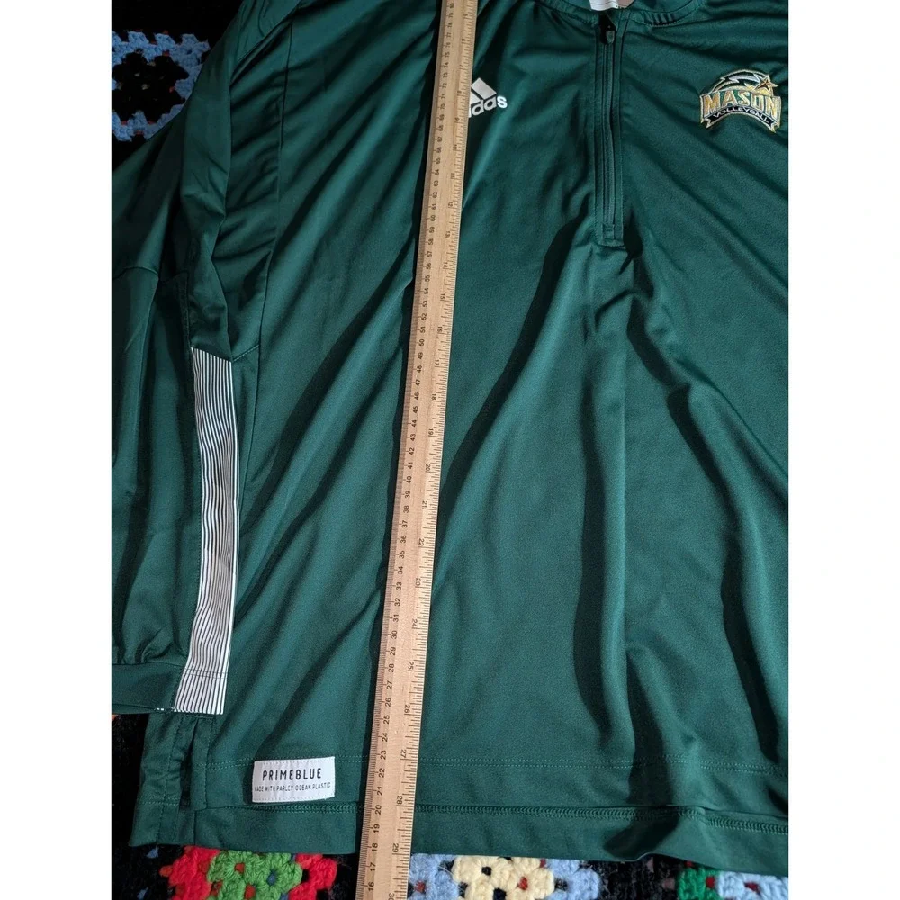 Mason University Adidas Sweater Green Activewear Jacket VolleyBall XL 1/4 Zip